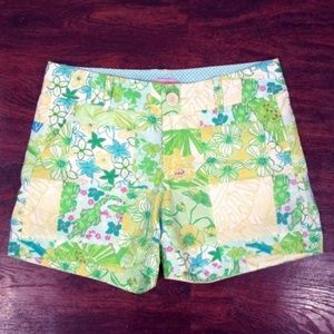 Lilly Pulitzer Floral Cotton Alligator Shorts Sz 4
